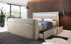 Luxuriöses Boxspringbett Jupiter mit Integriertem TV-Lift, RGB-Beleuchtung und Geräumigem Stauraum