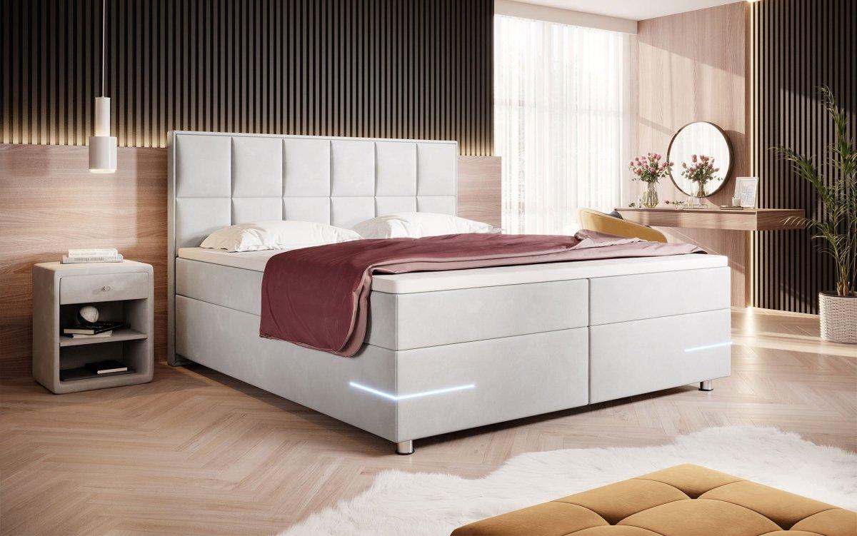 Lea Boxspringbett Samt mit LED-Beleuchtung – Luxuriöser Schlafkomfort