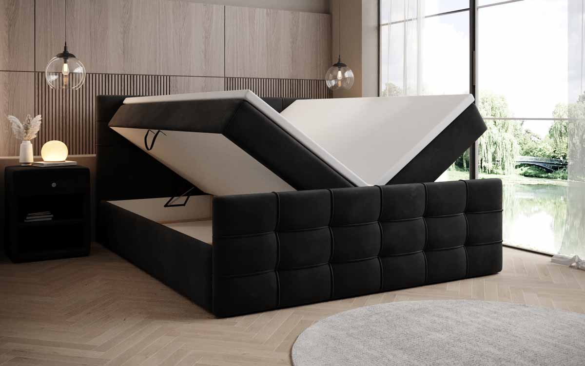 Luxor Samt Boxspringbett mit Stauraum: Elegantes Komfortbett für Erholsamen Schlaf