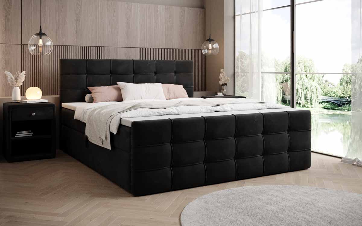 Luxor Samt Boxspringbett mit Stauraum: Elegantes Komfortbett für Erholsamen Schlaf