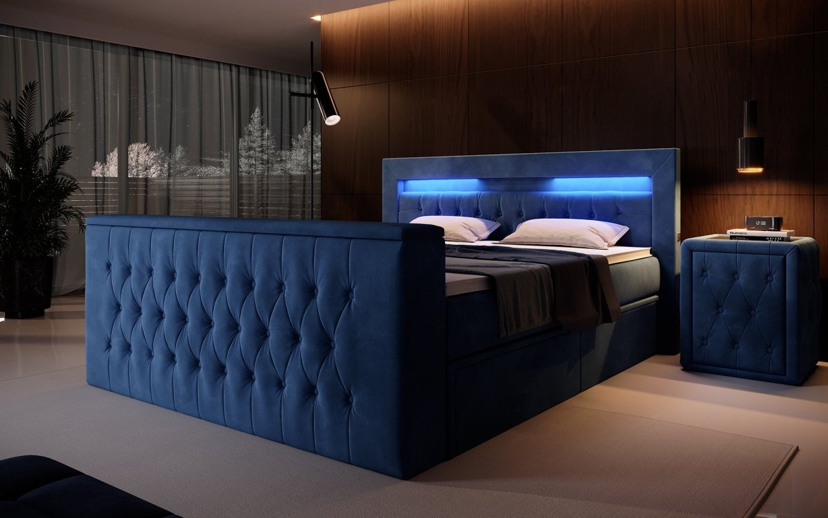 Luxuriöses Boxspringbett Menzogna: TV-Lift, USB-Anschluss, Stauraum – Ultimativer Schlafkomfort