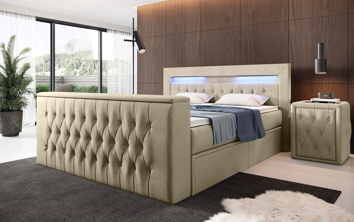 Luxuriöses Boxspringbett Menzogna: TV-Lift, USB-Anschluss, Stauraum – Ultimativer Schlafkomfort