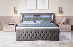 Lade das Bild in den Galerie-Viewer, Luxuriöses Boxspringbett Moonlight mit LED, USB-Anschlüssen, Stauraum und Samtbezug
