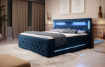 Lade das Bild in den Galerie-Viewer, Luxuriöses Boxspringbett Moonlight mit LED, USB-Anschlüssen, Stauraum und Samtbezug
