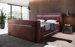 Lade das Bild in den Galerie-Viewer, Exklusives Boxspringbett Neptun mit TV-Lift, RGB-Beleuchtung und Samtbezug

