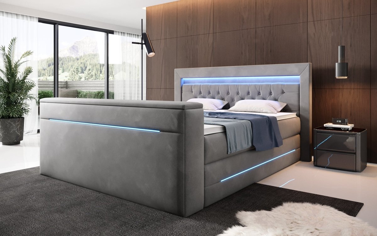 Luxus Boxspringbett Pluto mit TV-Lift, RGB & Stauraum – Ultimativer Schlafkomfort
