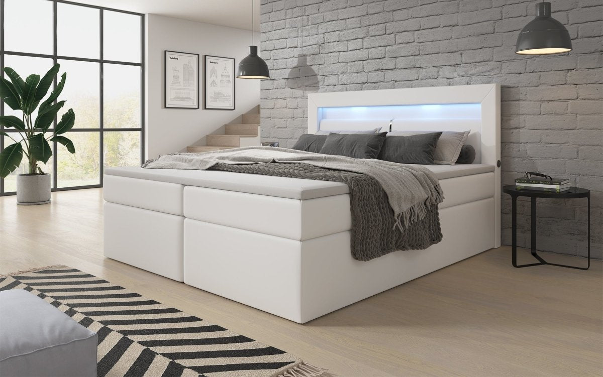 Reposito Boxspringbett: Ergonomischer Schlaf, Integrierte LED, USB, Großer Stauraum