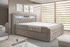 Luxuriöses Boxspringbett Sera mit LED, Praktischem Stauraum und Samtbezug
