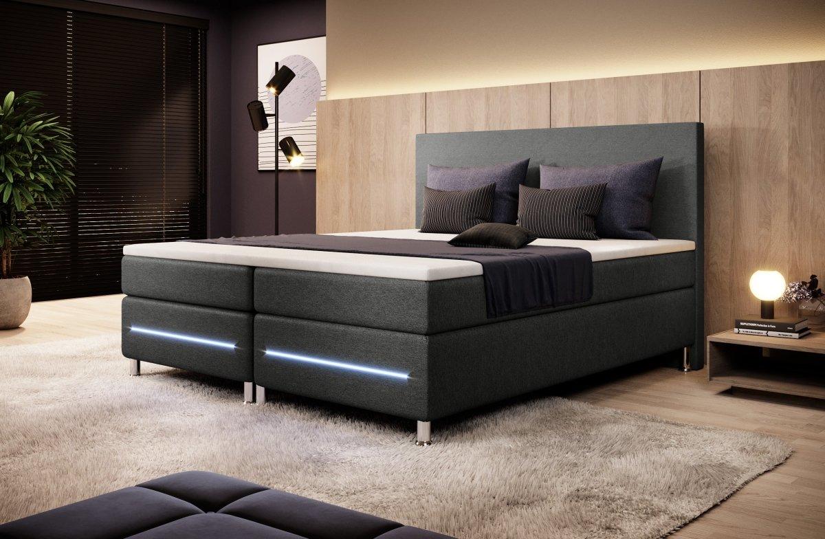 Luxuriöses Boxspringbett Simple mit LED – Stoffbezug für Komfort & Stil