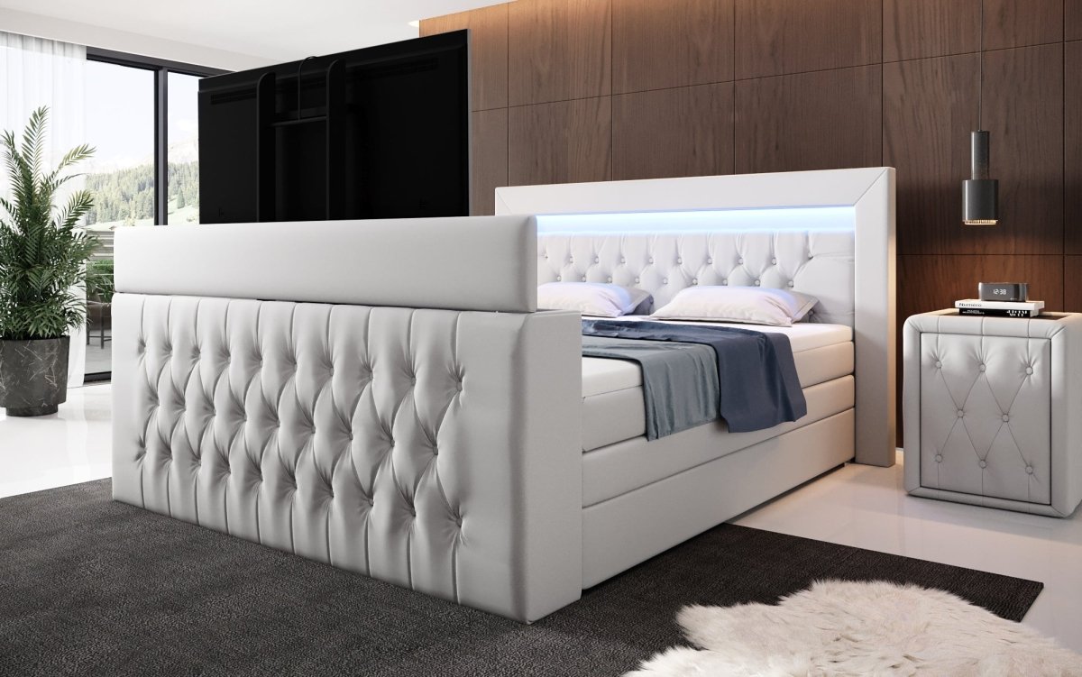 Sonino Boxspringbett: Integrierter TV-Lift, RGB-Beleuchtung und Praktischer Stauraum
