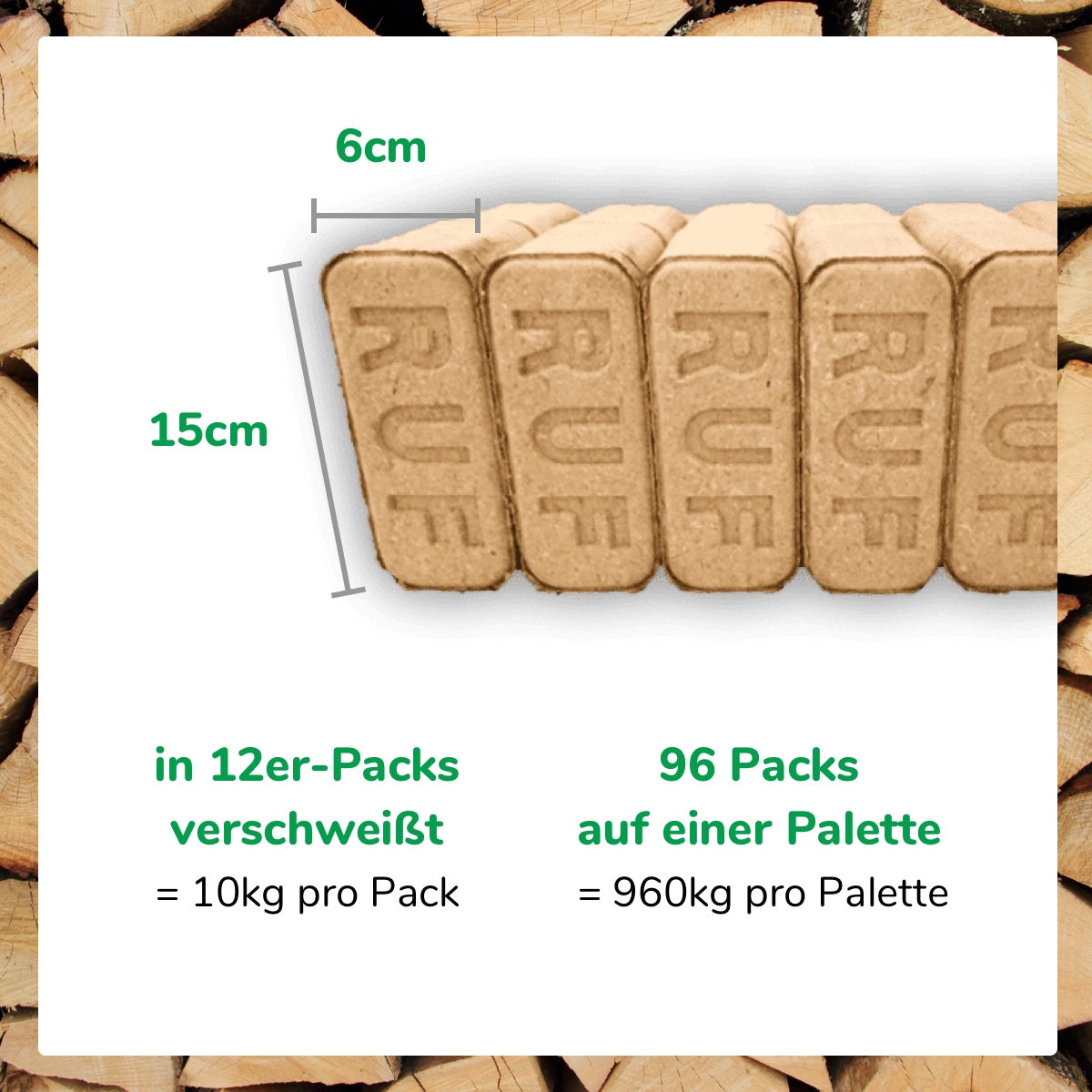 RUF Premium Holzbriketts: Nachhaltige, saubere Heizkraft mit langer Brenndauer