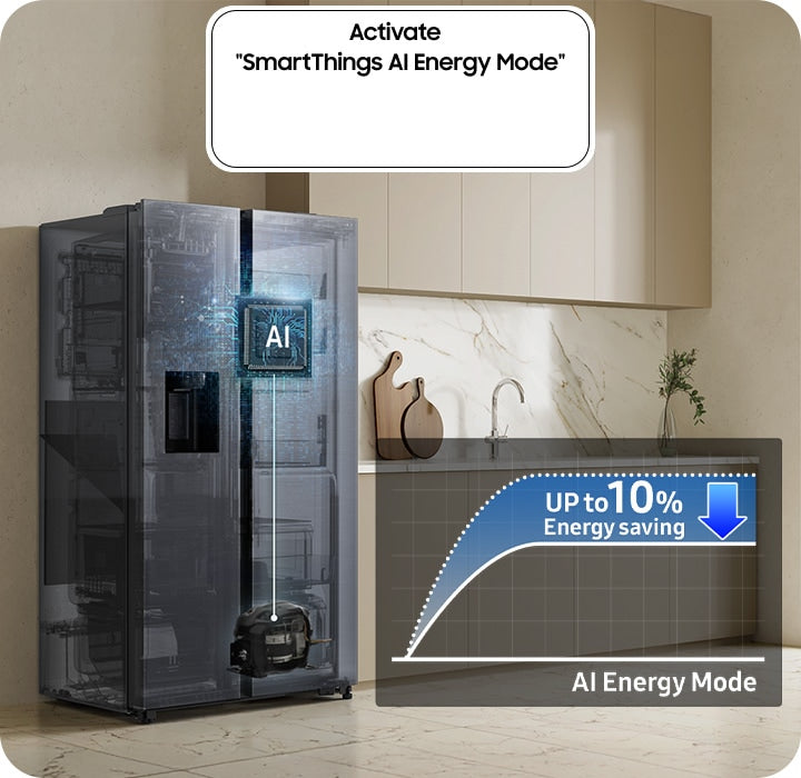 Samsung RS80F67KCFEF Side-by-Side Kühlschrank, Schwarz, AI-Sprachsteuerung, Auto-Türöffnung, SmartThings