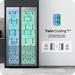 Lade das Bild in den Galerie-Viewer, Samsung RS70F Side-by-Side Kühlschrank: SpaceMax, Twin Cooling, AI Energy
