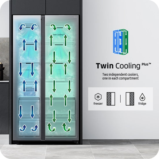 Samsung RS70F Side-by-Side Kühlschrank, Schwarz, SpaceMax, No Frost, AI Energie
