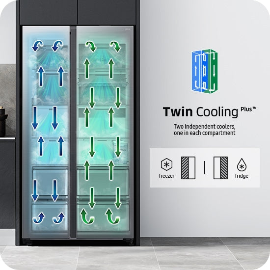 Samsung RS80F67KCFEF Side-by-Side Kühlschrank, Schwarz, AI-Sprachsteuerung, Auto-Türöffnung, SmartThings