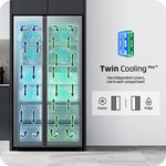 Lade das Bild in den Galerie-Viewer, Samsung Family Hub Side-by-Side Kühlschrank, 614L, Schwarz, AI, Bixby, Eiswürfel
