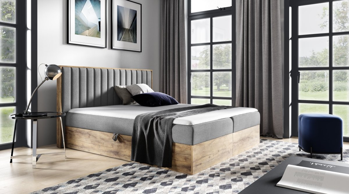 Luxuriöses Designer Holzbett Jonah mit Integriertem Stauraum – Modernes Schlafzimmer-Möbelstück