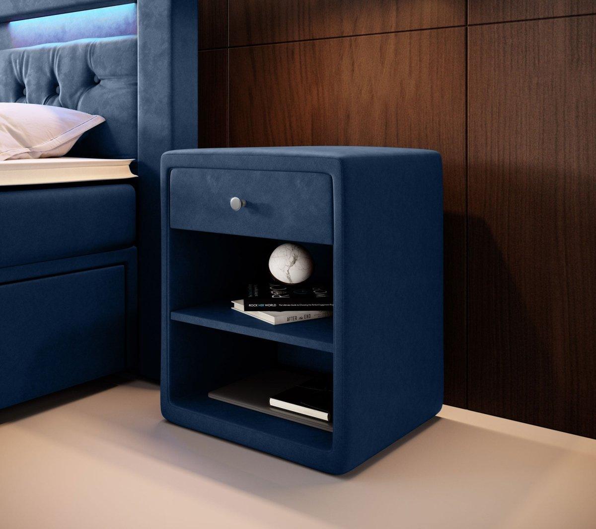 Eleganter Samt Designer Nachttisch Amy – Stilvoller Beistelltisch mit Stauraum