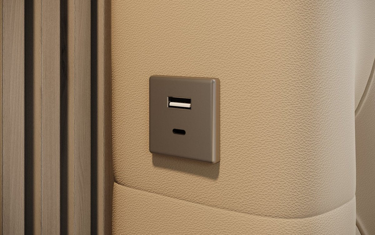 Luxus Designer Polsterbett Porto: LED-Füße, USB-Anschluss, Praktischer Stauraum