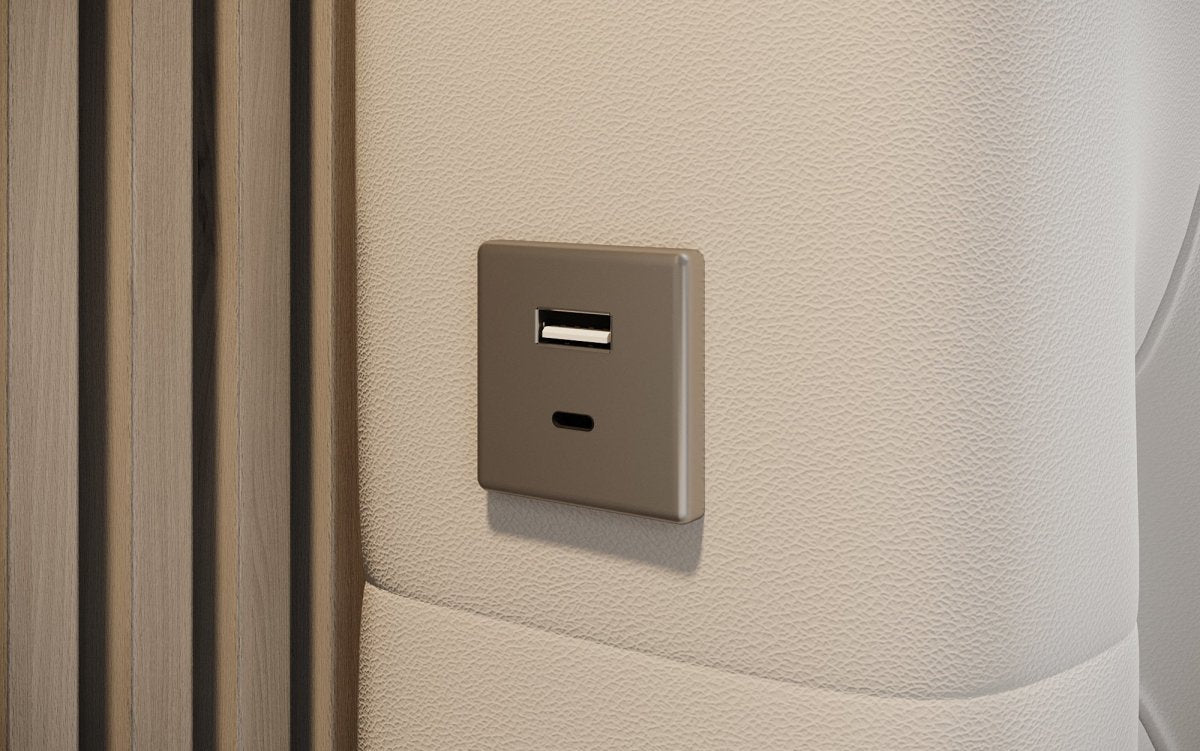 Luxus Designer Polsterbett Porto: LED-Füße, USB-Anschluss, Praktischer Stauraum