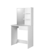 Lade das Bild in den Galerie-Viewer, Eleganter Designer Schminktisch Charme mit Spiegel, Schublade und Regalen für Kosmetik
