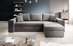 Lade das Bild in den Galerie-Viewer, Designer Ecksofa Denver Samt mit Schlaffunktion – Verwandlungsfähige L-Form Couch
