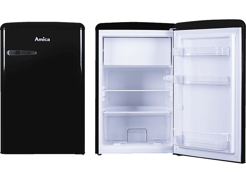 AMICA KS 15614 S Retro Kühlschrank 108 l Schwarz Freistehend