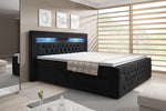 Lade das Bild in den Galerie-Viewer, Menzogna Boxspringbett mit LED-Beleuchtung und Stauraum – Samt-Luxus für Ihr Schlafzimmer
