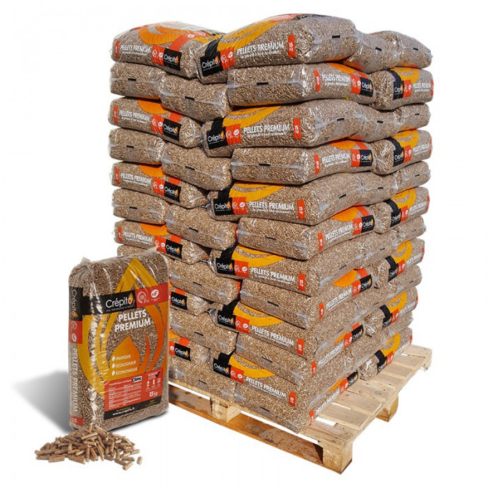Crèpito Premium Holzpellets Palette – 1080 kg, DIN Plus zertifiziert, hohe Heizleistung