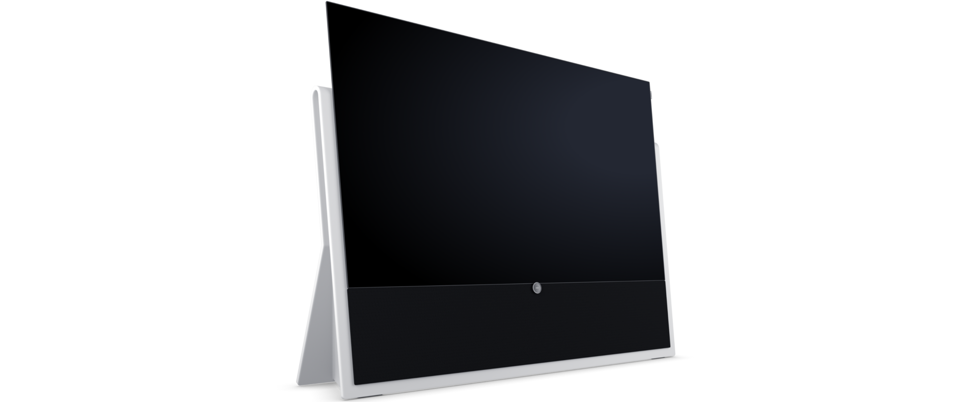 Loewe iconic inspire 65 reinweiß OLED 4K Smart TV mit einzigartigem Stein-Design