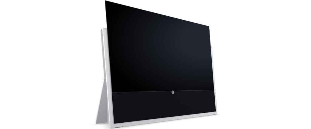 Loewe iconic inspire 65 reinweiß OLED 4K Smart TV mit einzigartigem Stein-Design