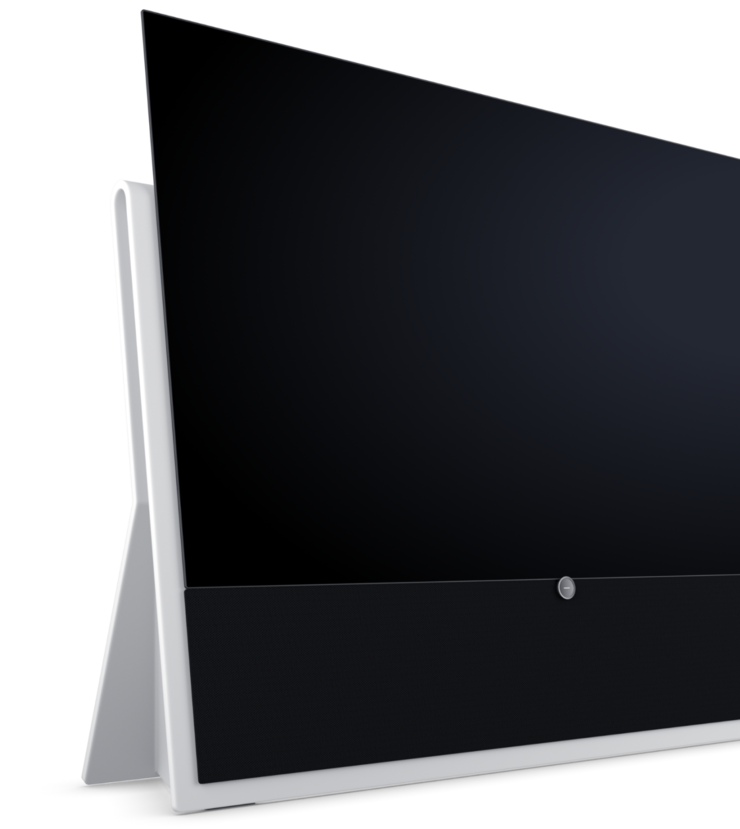 Loewe iconic inspire 65 reinweiß OLED 4K Smart TV mit einzigartigem Stein-Design