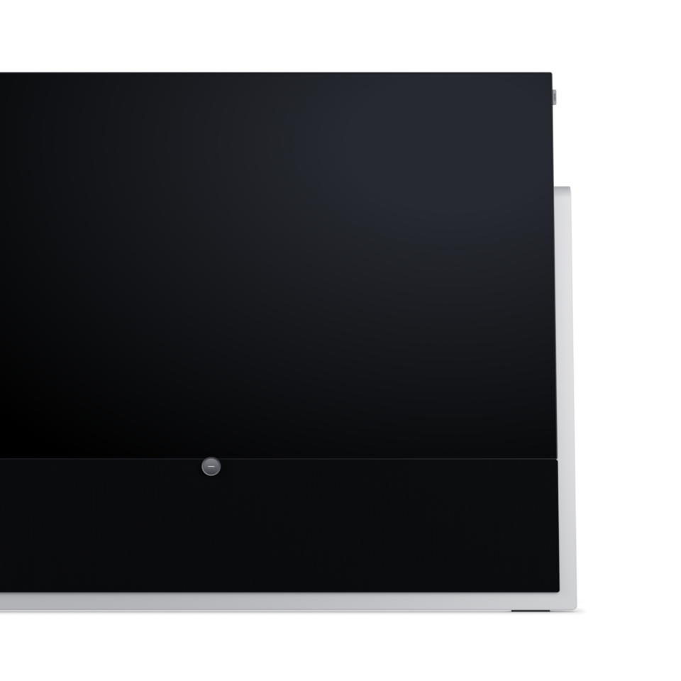 Loewe iconic inspire 65 reinweiß OLED 4K Smart TV mit einzigartigem Stein-Design