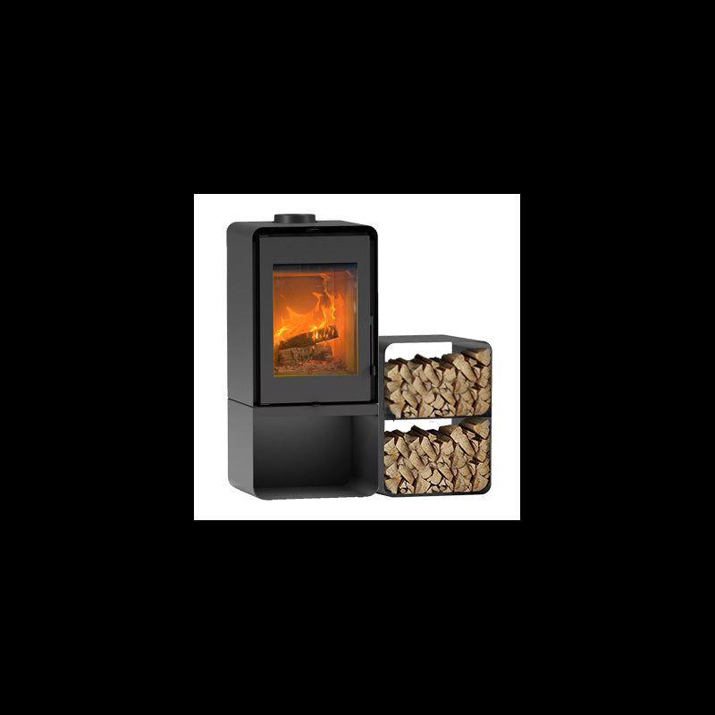 ETNA Domino Kaminofen 8,5 kW mit Holzfach & 2-Etagen-Modul | Energieeffizienz A+