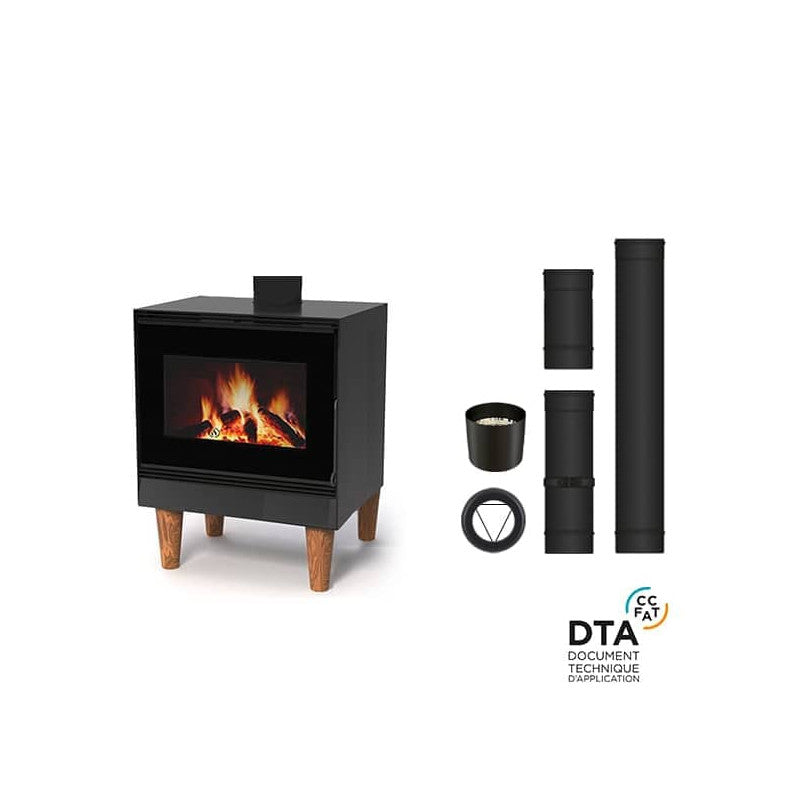 Leistungsstarkes Iseo Holzofen-Paket mit Oberauslass: 11 kW, effizient, modernes Design