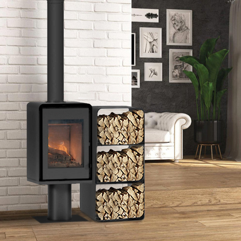 ETNA Domino Kaminofen mit integriertem Holzregal, 7,5 kW, Effizienz A+
