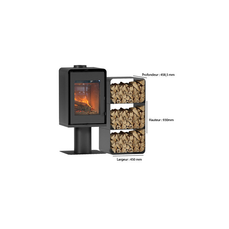 ETNA Domino Kaminofen mit integriertem Holzregal, 7,5 kW, Effizienz A+