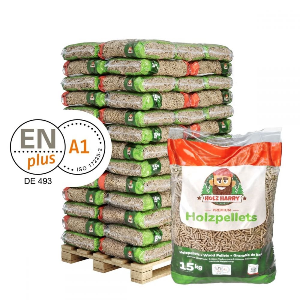 HOLZ HARRY Premium Holzpellets Palette – Effiziente Heizenergie, EN Plus A1 zertifiziert