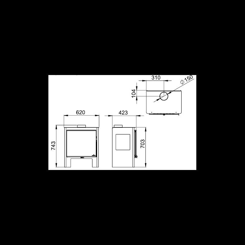 Shiva Etna 10 kW Holzofen: 3-Scheiben-Panoramablick, Dreifachverbrennung, 56 cm Holzscheite