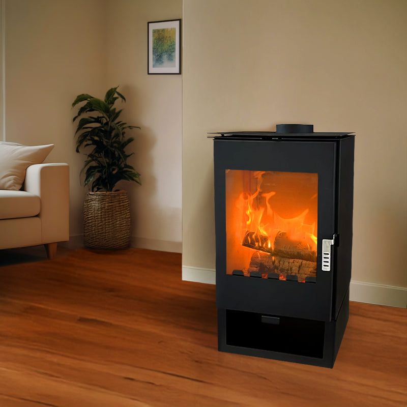 Aicardo Kaminofen - 7,5 kW Holzofen, effizient, umweltfreundlich, Gusseisen-Rost