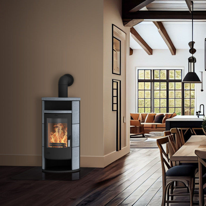 FirePlace Alicante 8 kW Kaminofen: Speckstein, Vermiculite, Doppelverbrennung für wohlige Wärme