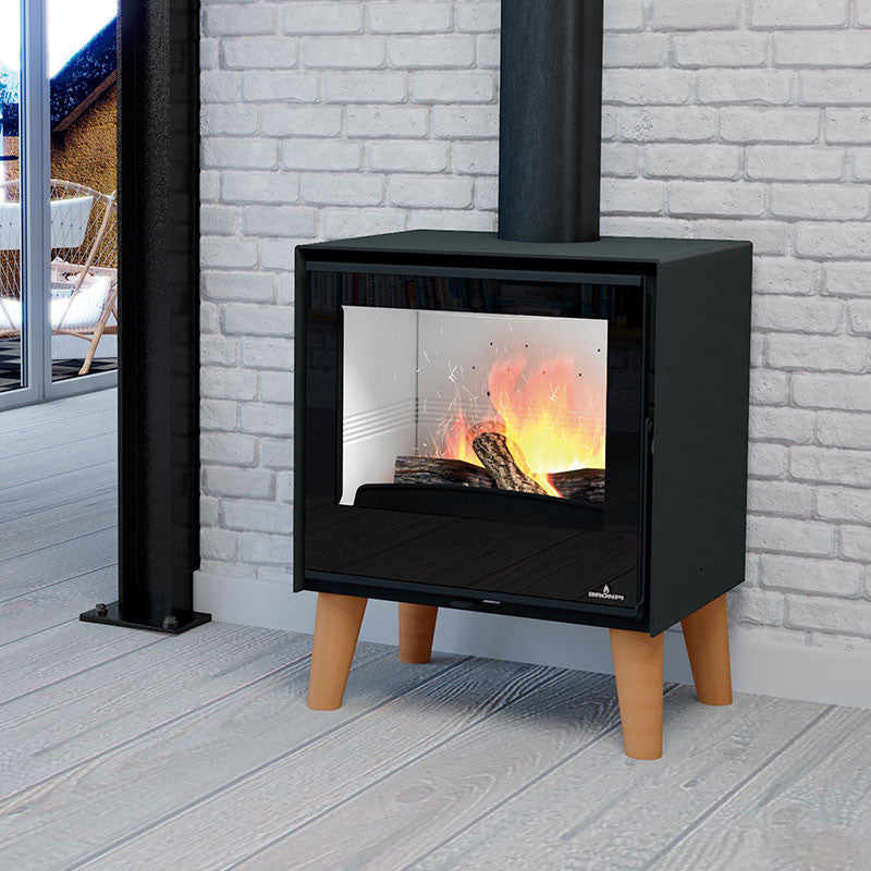 ARUS Holzofen 12,5 kW: Effiziente Dreifachverbrennung, FireTek & Stilvolle Holzfüße
