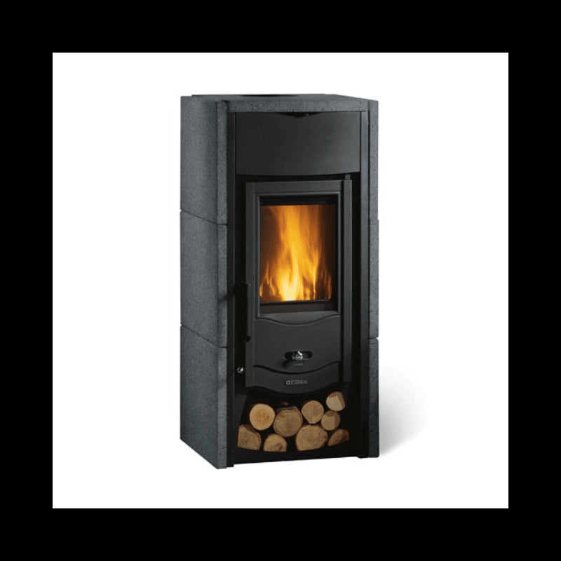 La Nordica Asia BII 7 kW Holzofen: Effizienter Gusseisen-Kaminofen mit Natursteinverkleidung