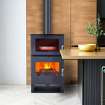 Lade das Bild in den Galerie-Viewer, Carrio Inox Holzofen mit Backofen 9 kW – Effiziente Heizung und Kochlösung
