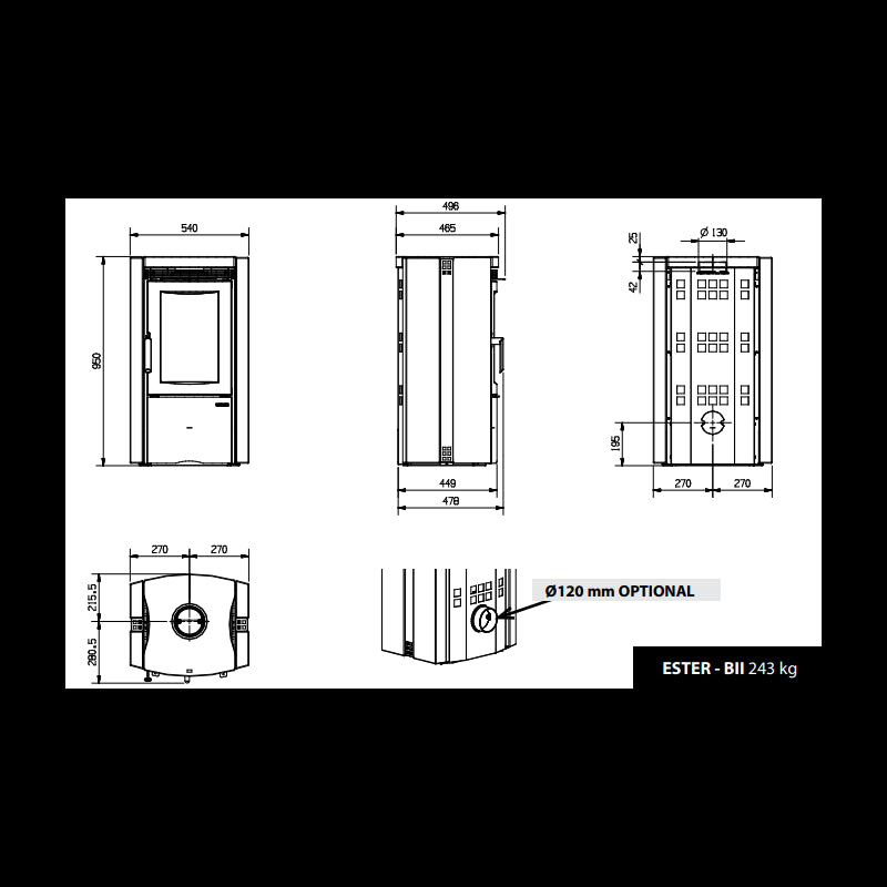 Ester Forno Evo Holzofen mit Backofen und Vulkanstein – 8,2 kW Leistung