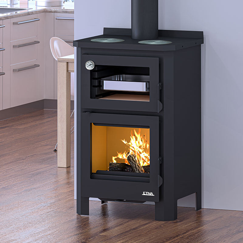Pramoda Etna 9 kW Holzofen: Integrierter Backofen, Kochplatten, 50cm Holzscheite