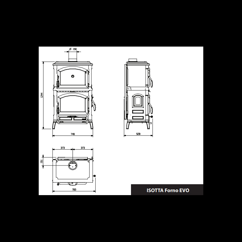 Isotta Forno Evo Holzofen mit Backofen: Effizient Heizen & Kochen 9,7 kW