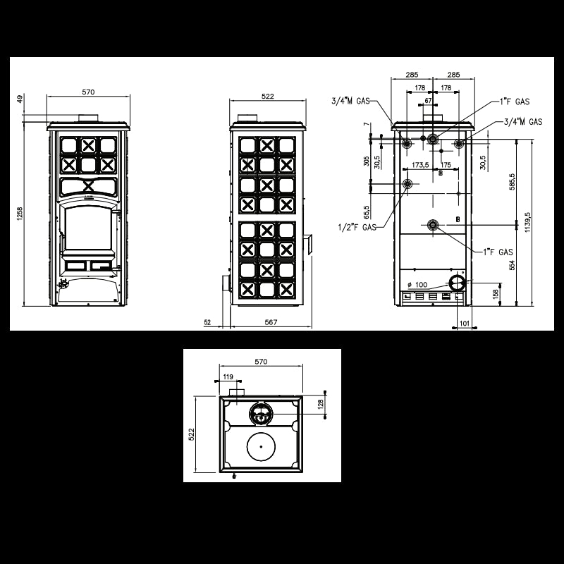 La Nordica Loriet S DSA Wasserführender Holzofen: Kombinierte Luft- & Wasserheizung, 16,8 kW