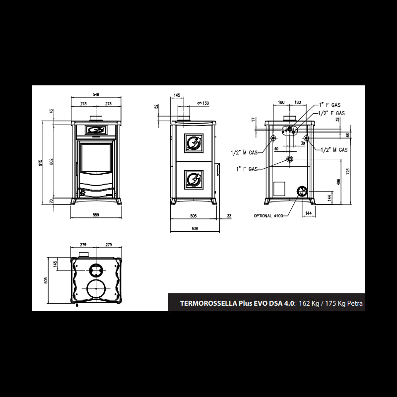 TermoRossella Plus Evo DSA 4.0 Holzofen Kessel – Leistungsstarke 11 kW Wasser- & Luftheizung