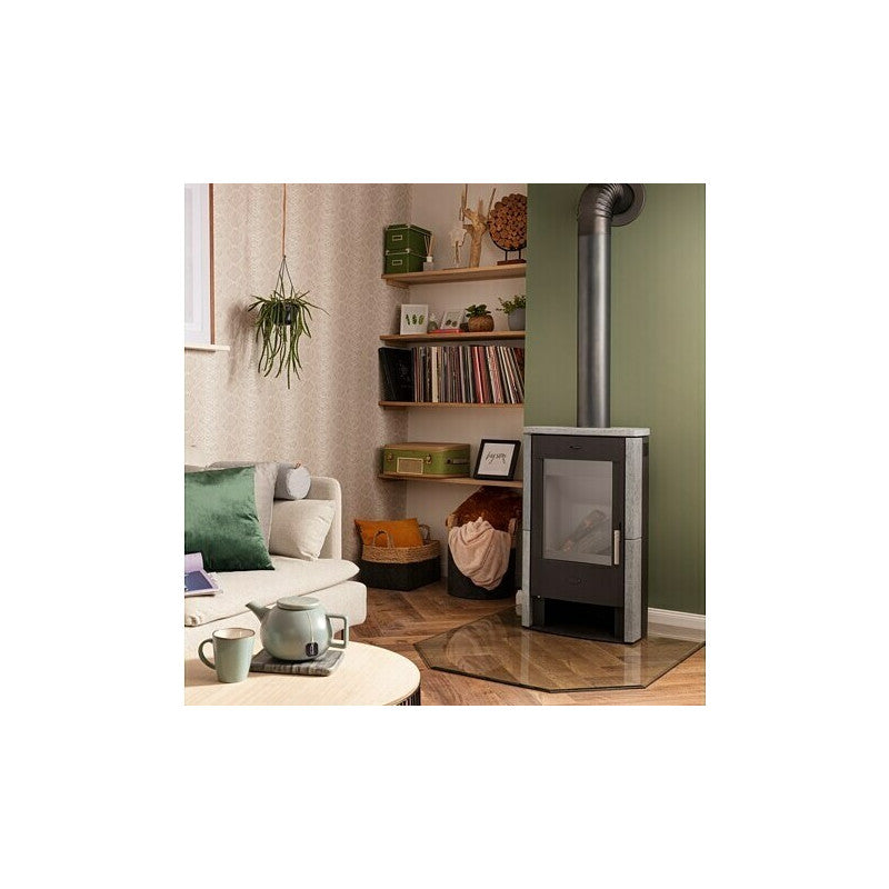 Brasil Holzofen Speckstein 6 kW: Effizient, Modern, Große Sichtscheibe, Langlebig